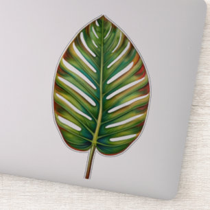 Aquamarin-gelbes tropisches Leaf mit grün grün Aufkleber