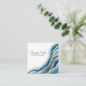 Aquamarin Geode Geode Ink benutzerfreundlich Quadratische Visitenkarte (Stehend Vorderseite)