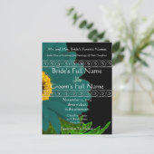 Aquamarin Gerber Daisy Wedding Einladung (Stehend Vorderseite)