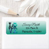 Aquamarin gestrichelte Liebe Paw Rücksendeadresse (Insitu)