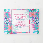 Aquamarin gestrichene Blume - Details zur Registri Dreifach Gefaltete Einladung (Cover)