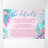 Aquamarin gestrichene Blume - Details zur Registri Dreifach Gefaltete Einladung (Innenseite Mitte)