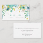 Aquamarin gestrichene Blumenhaarkarten Terminkarte (Vorne/Hinten)