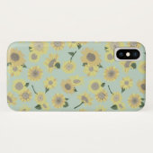 Aquamarin gestrichene, weißgelborange Sonnenblume Case-Mate iPhone Hülle (Rückseite (Horizontal))