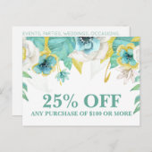 Aquamarin gestrichene Werbeaktionen mit Blumenmoti Postkarte (Vorne/Hinten)