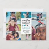 Aquamarin Gewollt ausgewählte Adoptiert FotoCollag Ankündigung (Vorderseite)