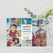 Aquamarin Gewollt ausgewählte Adoptiert FotoCollag Ankündigung (Stehend Vorderseite)