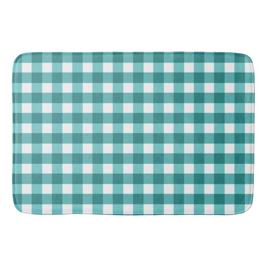 Aquamarin Gingham Badematte (Vorderseite)