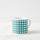 Aquamarin Gingham Espressotasse (Vorderseite Rechts)