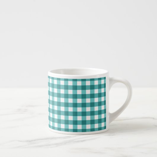 Aquamarin Gingham Espressotasse (Rechts)