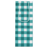 Aquamarin Gingham Geschenktüte Für Weinflaschen (Vorderseite)