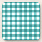 Aquamarin Gingham Getränkeuntersetzer (Vorderseite)