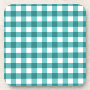 Aquamarin Gingham Getränkeuntersetzer