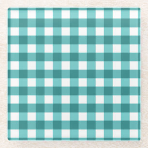 Aquamarin Gingham Glasuntersetzer