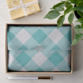 Aquamarin Gingham Karos Muster Geometrisch Seidenpapier (Geschenk)