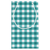 Aquamarin Gingham Kleine Geschenktüte (Rückseite)