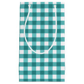Aquamarin Gingham Kleine Geschenktüte (Vorderseite)
