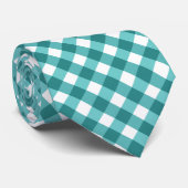 Aquamarin Gingham Krawatte (Gerollt)