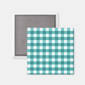 Aquamarin Gingham Magnet (Vorderseite/Rückseite)