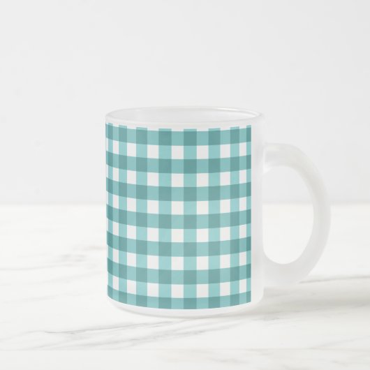 Aquamarin Gingham Mattglastasse (Rechts)
