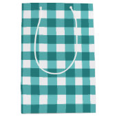 Aquamarin Gingham Mittlere Geschenktüte (Vorderseite)