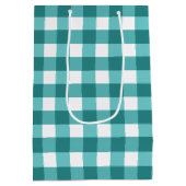 Aquamarin Gingham Mittlere Geschenktüte (Rückseite)