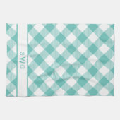Aquamarin Gingham Monogram Küchentuch (Horizontal)