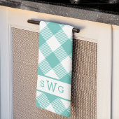 Aquamarin Gingham Monogram Küchentuch