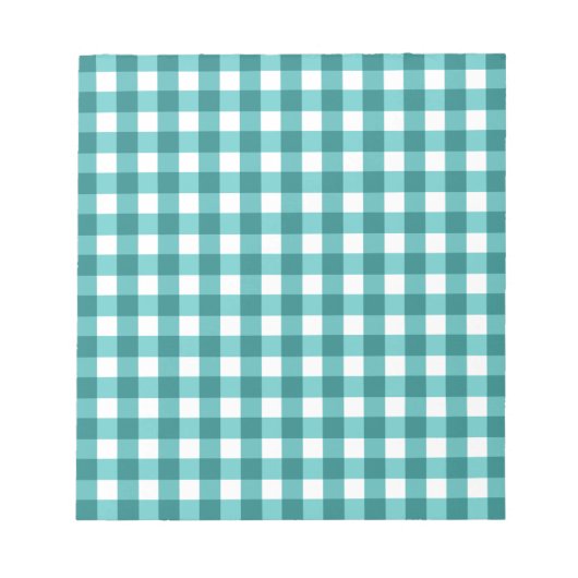 Aquamarin Gingham Notizblock (Vorderseite)