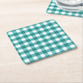 Aquamarin Gingham Rechteckiger Pappuntersetzer (angewinkelt)