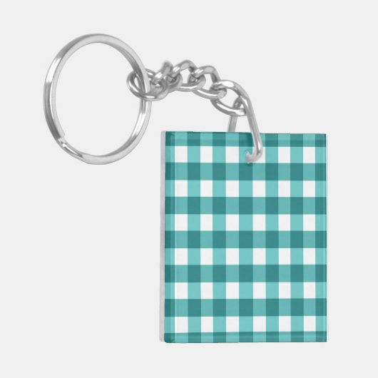 Aquamarin Gingham Schlüsselanhänger (Vorderseite links)