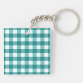 Aquamarin Gingham Schlüsselanhänger (Rückseite)