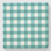 Aquamarin Gingham Steinuntersetzer (Vorderseite)