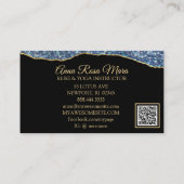 *~* Aquamarin Glam Agate Geode Gold Glitzer Black  Visitenkarte (Rückseite)