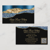 *~* Aquamarin Glam Agate Geode Gold Glitzer Black  Visitenkarte (Vorne/Hinten)