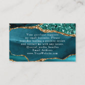 Aquamarin Glam Glitzer Agate Vielen Dank, dass Sie Visitenkarte (Rückseite)