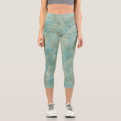 Aquamarin Glam Leopard Print Capri Leggings (Vorderseite)