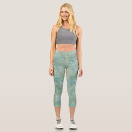 Aquamarin Glam Leopard Print Capri Leggings