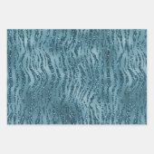 Aquamarin Glam Zebra Glitzer Geschenkpapier Set (Vorderseite 3)