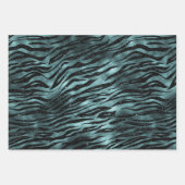 Aquamarin Glam Zebra Glitzer Geschenkpapier Set (Vorderseite)