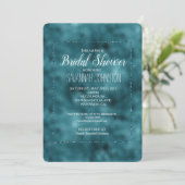 Aquamarin Glitz Glitzer Glam Brautparty Einladung (Stehend Vorderseite)