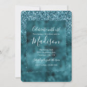 Aquamarin Glitz Glitzer Glam Einladung (Vorderseite)