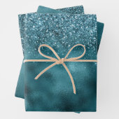 Aquamarin Glitz Glitzer Glam Geschenkpapier Set (Beispiel)
