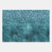 Aquamarin Glitz Glitzer Glam Geschenkpapier Set (Vorderseite)