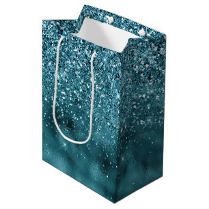 Aquamarin Glitz Glitzer Glam Mittlere Geschenktüte
