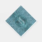 Aquamarin Glitz Glitzer Glam Serviette (Ecke)