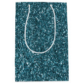 Aquamarin Glitz Glitzer Mittlere Geschenktüte (Vorderseite)