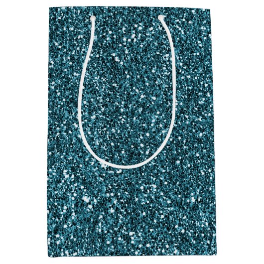 Aquamarin Glitz Glitzer Mittlere Geschenktüte (Vorderseite)