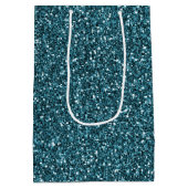 Aquamarin Glitz Glitzer Mittlere Geschenktüte (Rückseite)