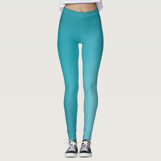 Aquamarin Glitzer Glam Leggings (Vorderseite)